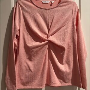 Peace Love World Twist Front Fashion Knit Long Sleeve Top